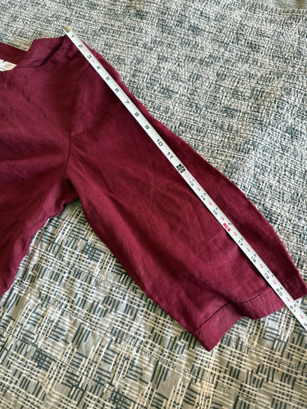 H by Halston 100% Linen Burgundy Boatneck Cropped Shirt Top Size XL Extra Large - Picture 10 of 10
